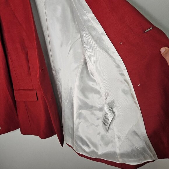 Sandro Paris Double-breasted Twill Oversized Blazer Jacket Sz 36/ 4 US Red - Picture 12 of 13